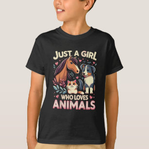Camiseta Apenas Uma Garota Que Ama Animais Fofa Amante de A