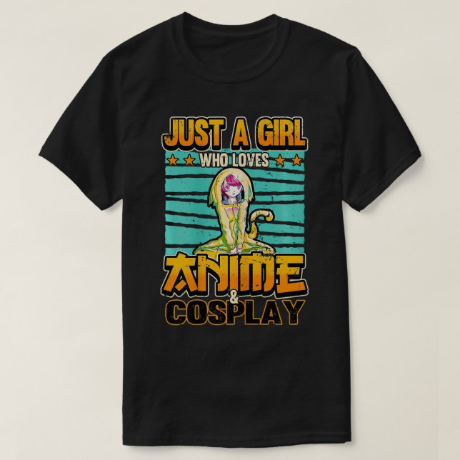 Camiseta Apenas uma garota que ama anime e cosplay Kawaii O (Frente do Design)