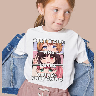 Camiseta Apenas uma garota que ama anime e esboça Kawaii