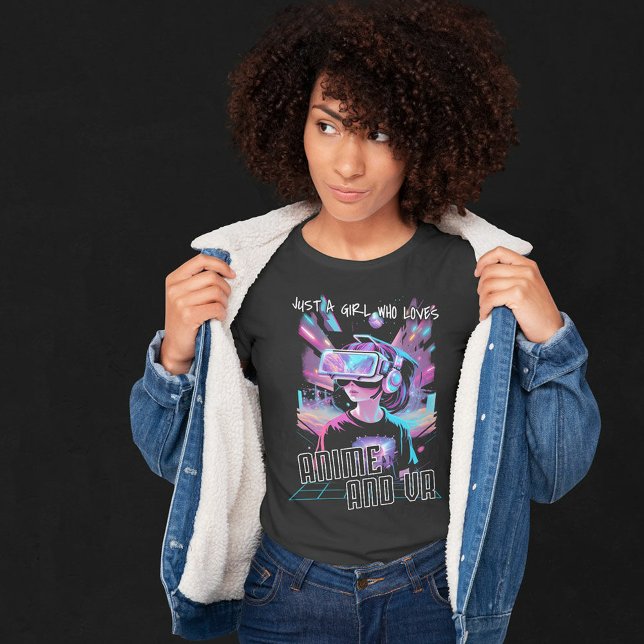 CAMISETA APENAS UMA GAROTA QUE AMA ANIME E VR (Criador carregado)