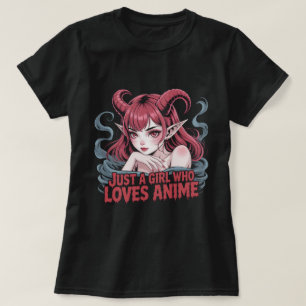 Camiseta Apenas Uma Garota Que Ama Anime Garota Demônio Wai