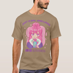 Camiseta Apenas uma garota que ama Anime & Ramen T por um A