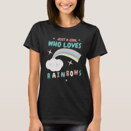 Camiseta Apenas uma garota que ama arco-íris Colorido