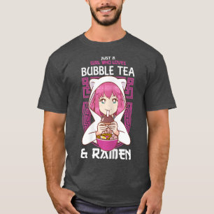 Camiseta Apenas uma garota que ama Bubble Tea e Ramen Anime