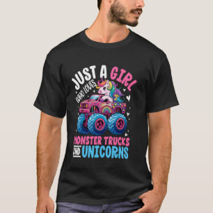 Camiseta Apenas uma Garota que Ama Caminhões Monstros e Uni