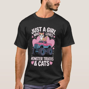 Camiseta Apenas Uma Garota Que Ama Caminhões Monstros & Gat