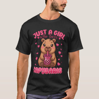 Camiseta Apenas Uma Garota Que Ama Capivaras Bebe Chá De Bo