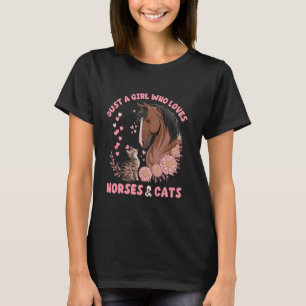 Camiseta Apenas uma garota que ama cavalos e gatos, animal