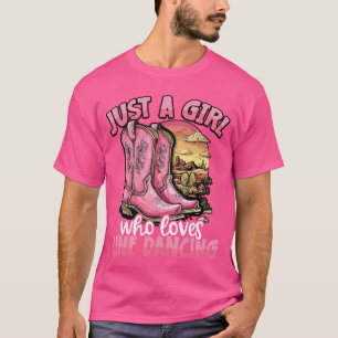 Camiseta Apenas uma garota que ama dança de linha Rosa Cowb
