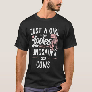 Camiseta Apenas Uma Garota Que Ama Dinossauros E Vacas Dino