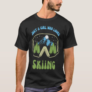 Camiseta Apenas uma garota que ama esquiar Retro Groovy Win