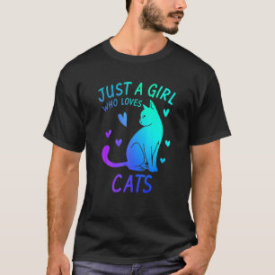 Camiseta Apenas Uma Garota Que Ama Gatos Aquarela Gato Fofo