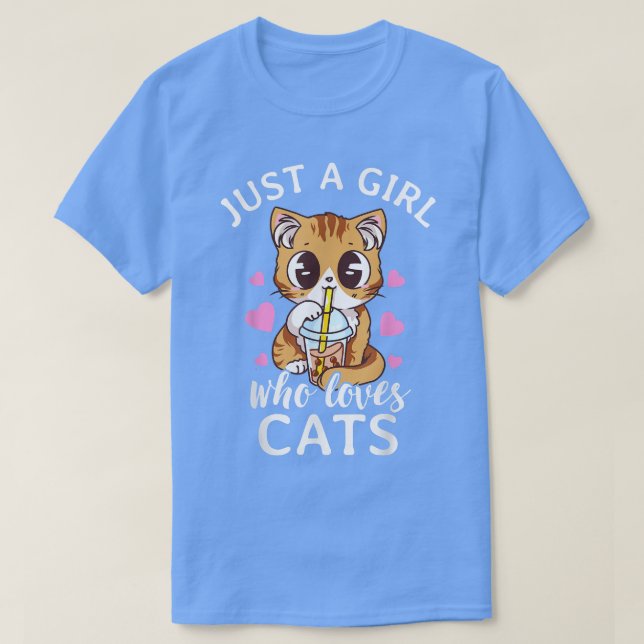 Camiseta Apenas Uma Garota Que Ama Gatos Chá de Bolhas Tapi (Frente do Design)