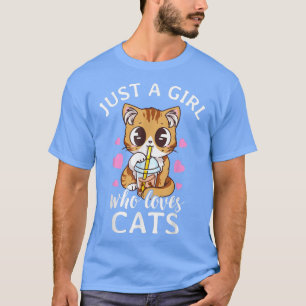 Camiseta Apenas Uma Garota Que Ama Gatos Chá de Bolhas Tapi