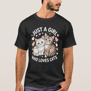 Camiseta Apenas Uma Garota Que Ama Gatos Dona de Gato Engra