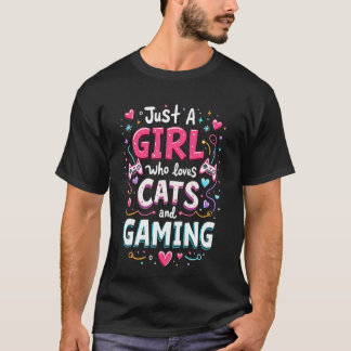 Camiseta Apenas Uma Garota Que Ama Gatos e Jogos - Amante d