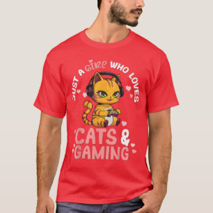 Camiseta Apenas Uma Garota Que Ama Gatos e Jogos Cute Gamer