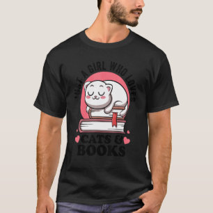 Camiseta Apenas uma garota que ama gatos e livros leitora á