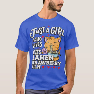 Camiseta apenas uma garota que ama gatos, homens e morangos