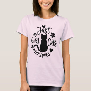 Camiseta Apenas Uma Garota Que Ama Gatos Silhueta de Gatinh