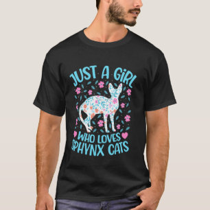 Camiseta Apenas Uma Garota Que Ama Gatos Sphynx Florais Mul