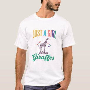 Camiseta Apenas uma Garota que Ama Girafas Vetor Vintage De
