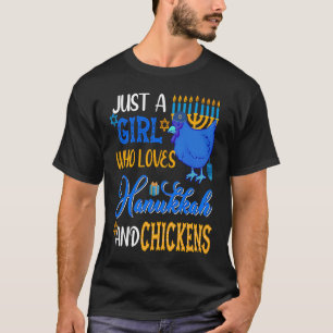 Camiseta Apenas Uma Garota Que Ama Hanukkah E Galinhas Meno