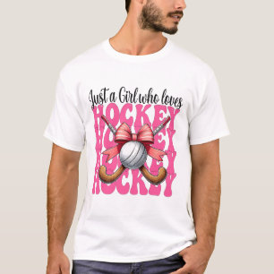 Camiseta Apenas Uma Garota Que Ama Hockey Coquette Bow 