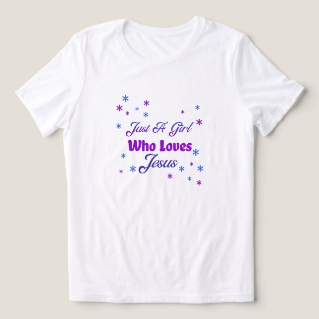 Camiseta Apenas uma garota que ama Jesus - cristão mínimo (Design frontal)