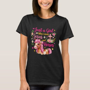 Camiseta Apenas Uma Garota Que Ama Jesus e Cavalos Cristã H