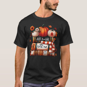 Camiseta Apenas Uma Garota Que Ama Livros De Outono Abóbora