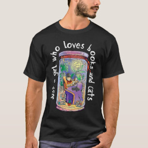 Camiseta Apenas uma garota que ama livros e gatos Fã de li