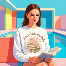 Camiseta Apenas uma Garota que Ama Livros Gráfico Floral