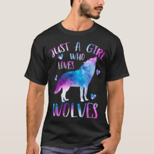 Camiseta Apenas uma garota que ama lobos aquarela lobos