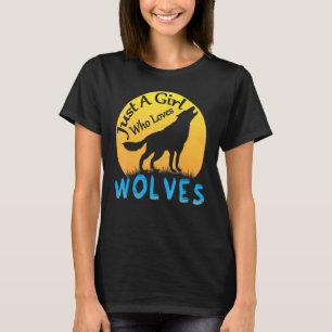 Camiseta Apenas Uma Garota Que Ama Lobos Lobo Da Lua Chei