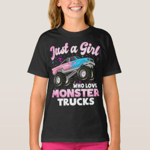Camiseta Apenas uma garota que ama monstros caminhões linda