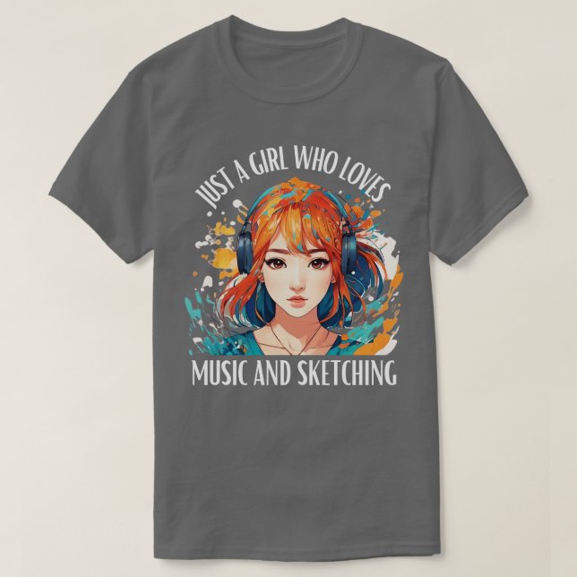 Camiseta Apenas uma garota que ama música e esboço (Frente do Design)