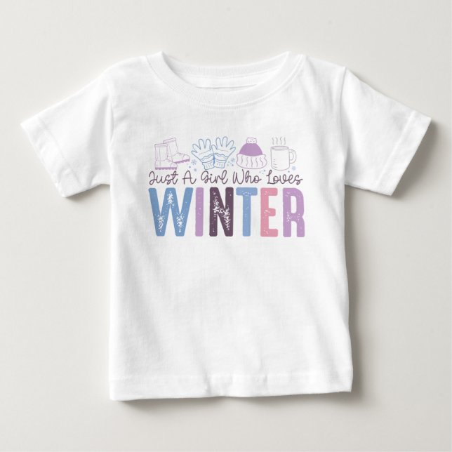 Camiseta Apenas uma Garota que Ama o Inverno Design Sazonal (Frente)