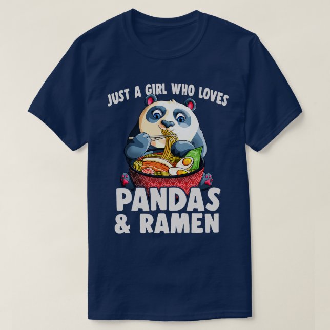 Camiseta Apenas uma garota que ama Pandas e Ramen Kawaii Pa (Frente do Design)
