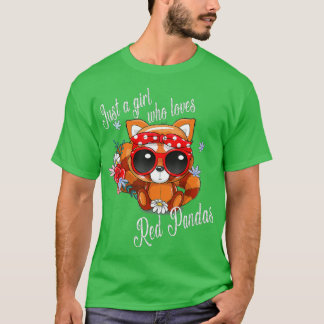 Camiseta Apenas uma garota que ama Pandas Vermelhas para o 