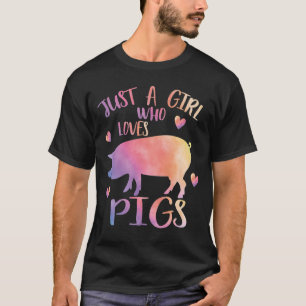 Camiseta Apenas uma garota que ama porcos aquarela Porco
