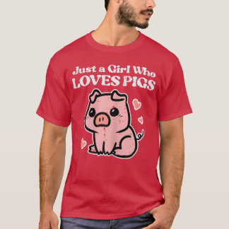Camiseta Apenas Uma Garota Que Ama Porcos Porca Fofo Criado