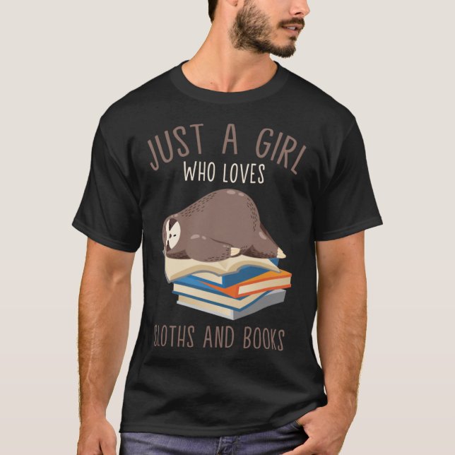 Camiseta Apenas uma garota que ama preguiças e livros Leito (Frente)