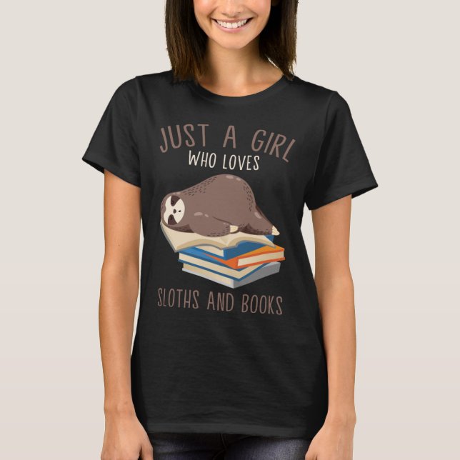 Camiseta Apenas uma garota que ama preguiças e livros Leito (Frente)