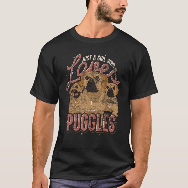 Camiseta Apenas Uma Garota Que Ama Puggles Cachorro   Dono  (Frente)