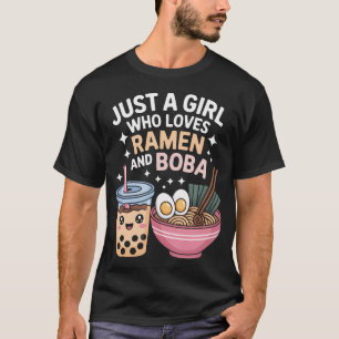 Camiseta Apenas Uma Garota Que Ama Ramen E Boba Comida Kawa