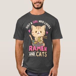 Camiseta Apenas uma garota que ama Ramen e gata Anime Kawai