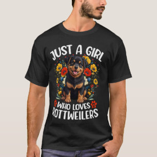 Camiseta Apenas Uma Garota Que Ama Rottweilers Flor Estétic