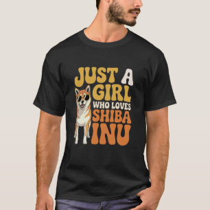 Camiseta Apenas Uma Garota Que Ama Shiba Inu Retro Anos 70 