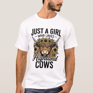 Camiseta Apenas Uma Garota Que Ama Vacas das Terras Altas D